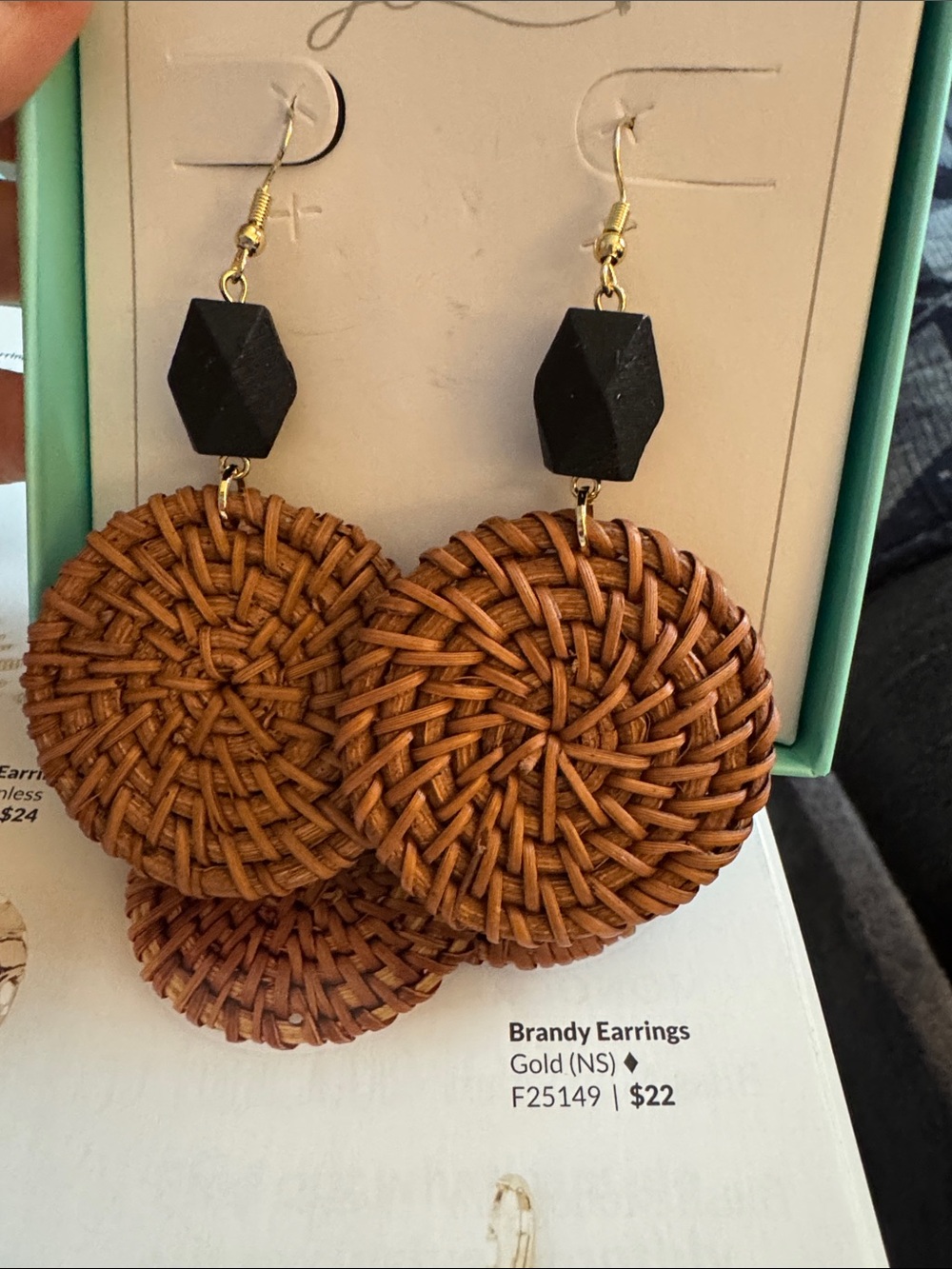 bloom Brown Woven Disc Earrings with Black Accents Women Fashion Jewelry